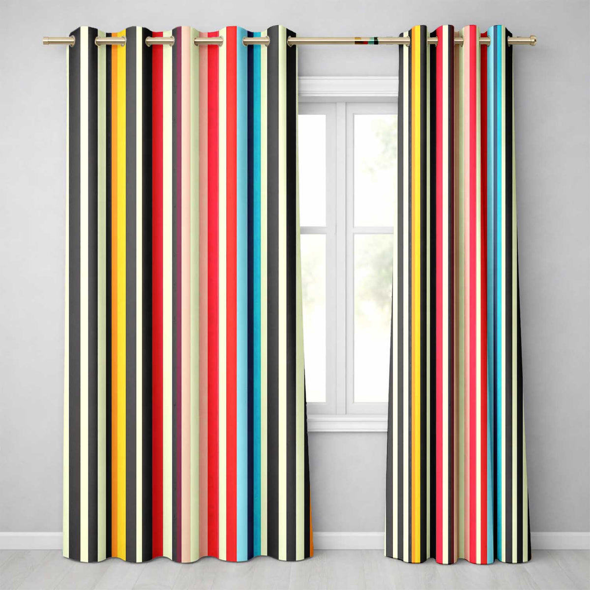 Abstract Wavy Vertical Color Lines  Seamless Pattern  Readymade Eyelet Ring Top Thermal 100% Blackout Curtains