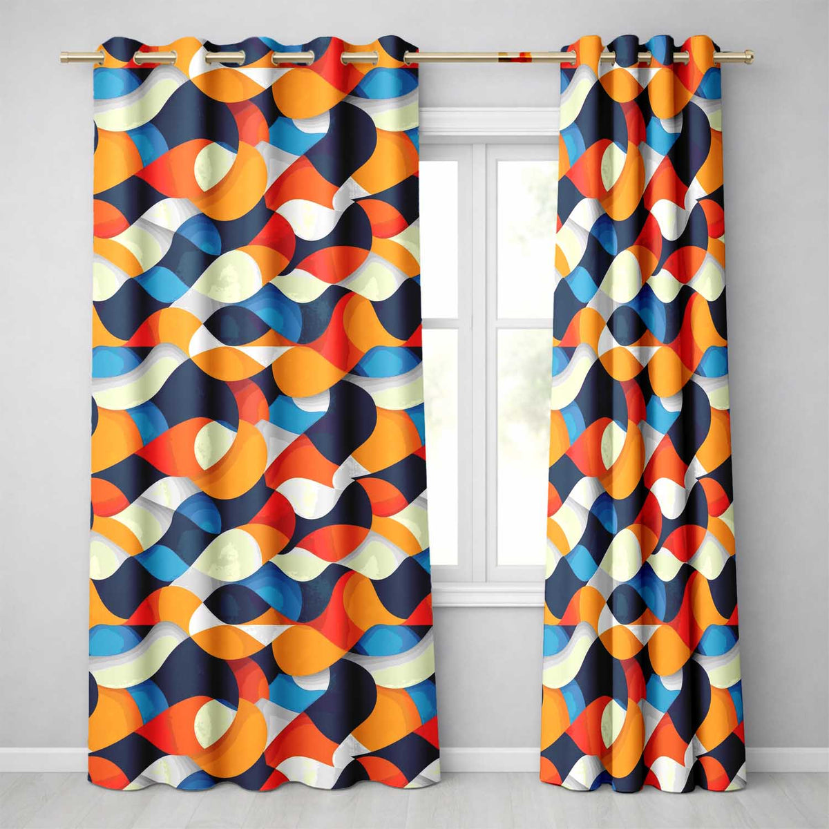Abstract Fluid Organic Shapes Modern Color Blend Seamless Pattern  Readymade Eyelet Ring Top Thermal 100% Blackout Curtains