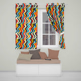 Abstract Curved Ribbon Stripes Bold  Seamless Pattern  Readymade Eyelet Ring Top Thermal 100% Blackout Curtains