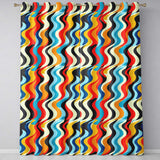 Abstract Curved Ribbon Stripes Bold  Seamless Pattern  Readymade Eyelet Ring Top Thermal 100% Blackout Curtains