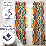 Abstract Curved Ribbon Stripes Bold  Seamless Pattern  Readymade Eyelet Ring Top Thermal 100% Blackout Curtains