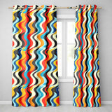 Abstract Curved Ribbon Stripes Bold  Seamless Pattern  Readymade Eyelet Ring Top Thermal 100% Blackout Curtains