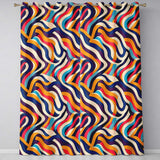 Abstract Flowing Ribbon Waves Bold  Colors Seamless Pattern  Readymade Eyelet Ring Top Thermal 100% Blackout Curtains