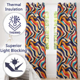 Abstract Flowing Ribbon Waves Bold  Colors Seamless Pattern  Readymade Eyelet Ring Top Thermal 100% Blackout Curtains