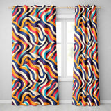 Abstract Flowing Ribbon Waves Bold  Colors Seamless Pattern  Readymade Eyelet Ring Top Thermal 100% Blackout Curtains