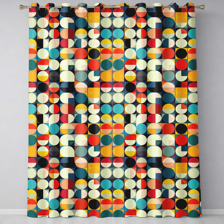 Abstract  Oval Grid Color Block Mid Century Pattern Seamless Pattern  Readymade Eyelet Ring Top Thermal 100% Blackout Curtains