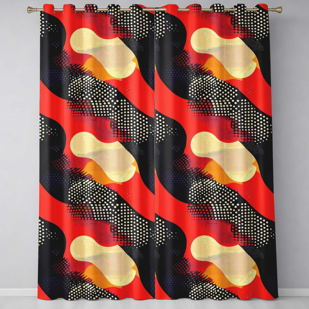Abstract Halftone Pop Art Texture Bold Color Splash Seamless Pattern  Readymade Eyelet Ring Top Thermal 100% Blackout Curtains