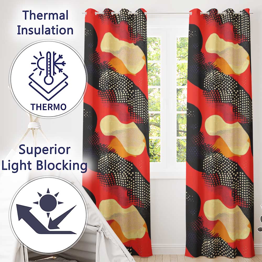 Abstract Halftone Pop Art Texture Bold Color Splash Seamless Pattern  Readymade Eyelet Ring Top Thermal 100% Blackout Curtains