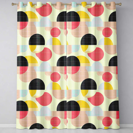 Abstract  Circle Grid Soft Pastel Overlay Texture Seamless Pattern  Readymade Eyelet Ring Top Thermal 100% Blackout Curtains