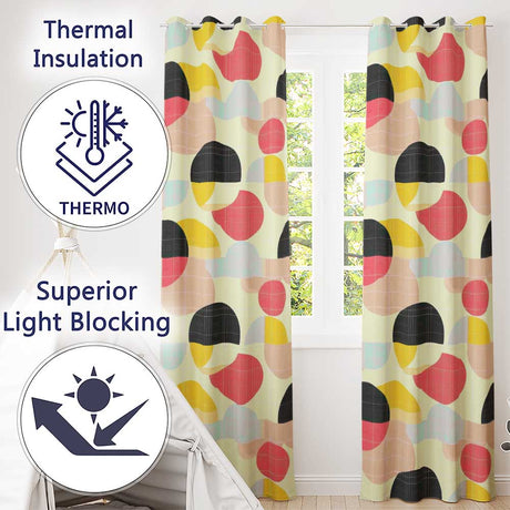 Abstract  Circle Grid Soft Pastel Overlay Texture Seamless Pattern  Readymade Eyelet Ring Top Thermal 100% Blackout Curtains