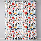 Abstract Playful Bauhaus Style Shapes Colorful Modern Seamless Pattern  Readymade Eyelet Ring Top Thermal 100% Blackout Curtains