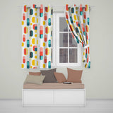 Abstract Textured Rounded Shapes Color Block Modern Seamless Pattern  Readymade Eyelet Ring Top Thermal 100% Blackout Curtains