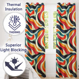 Abstract Flowing Waves  Colorful Curves Seamless Pattern  Readymade Eyelet Ring Top Thermal 100% Blackout Curtains