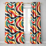 Abstract Flowing Waves  Colorful Curves Seamless Pattern  Readymade Eyelet Ring Top Thermal 100% Blackout Curtains