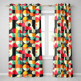 Modern Geometric Circles and Shapes Bold Abstract Seamless Pattern  Readymade Eyelet Ring Top Thermal 100% Blackout Curtains