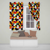 Colorful Abstract Petal Shapes Geometric Floral Seamless Pattern  Readymade Eyelet Ring Top Thermal 100% Blackout Curtains