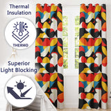 Colorful Abstract Petal Shapes Geometric Floral Seamless Pattern  Readymade Eyelet Ring Top Thermal 100% Blackout Curtains