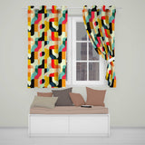 Geometric Color Block Rounded Shapes Modern Seamless Pattern  Readymade Eyelet Ring Top Thermal 100% Blackout Curtains