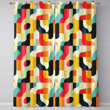 Geometric Color Block Rounded Shapes Modern Seamless Pattern  Readymade Eyelet Ring Top Thermal 100% Blackout Curtains