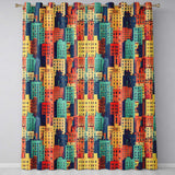 Abstract Vibrant Cityscape Architecture Geometric Style Seamless Pattern  Readymade Eyelet Ring Top Thermal 100% Blackout Curtains