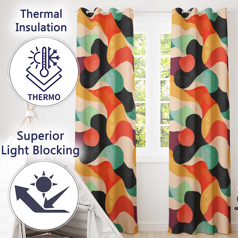 Abstract Organic Fluid Shapes  Color Flow Seamless Pattern  Readymade Eyelet Ring Top Thermal 100% Blackout Curtains