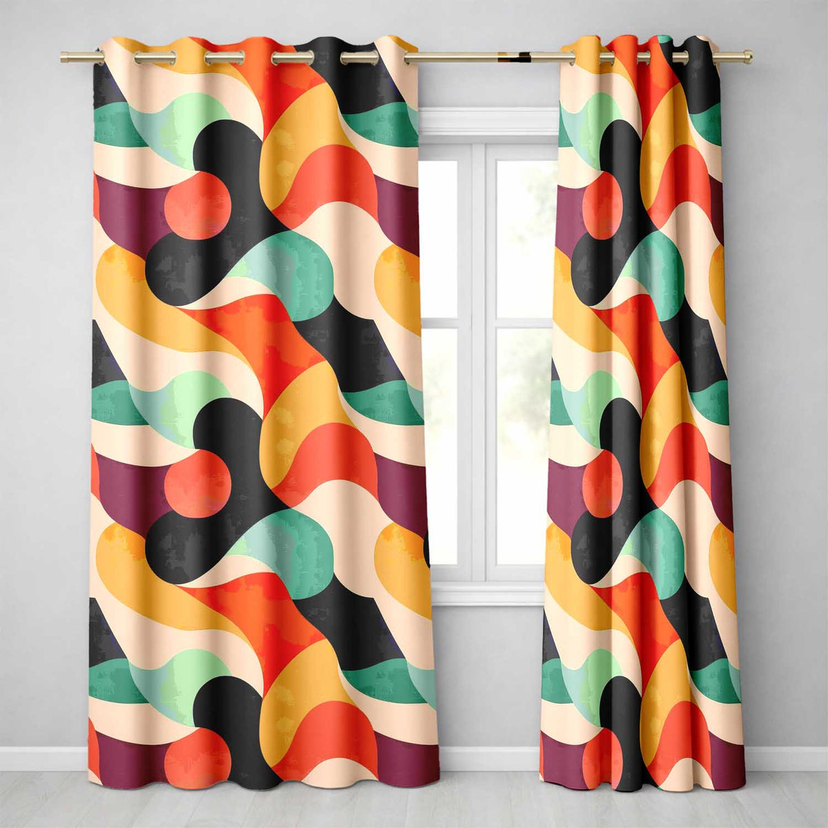 Abstract Organic Fluid Shapes  Color Flow Seamless Pattern  Readymade Eyelet Ring Top Thermal 100% Blackout Curtains