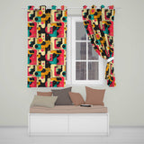 Bold Geometric Abstract Shapes Mid Century Color Block Pattern Seamless Pattern  Readymade Eyelet Ring Top Thermal 100% Blackout Curtains