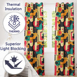 Bold Geometric Abstract Shapes Mid Century Color Block Pattern Seamless Pattern  Readymade Eyelet Ring Top Thermal 100% Blackout Curtains