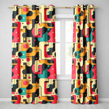 Bold Geometric Abstract Shapes Mid Century Color Block Pattern Seamless Pattern  Readymade Eyelet Ring Top Thermal 100% Blackout Curtains