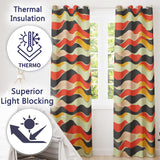 Bold  Curved Wave Shapes Pattern Seamless Pattern  Readymade Eyelet Ring Top Thermal 100% Blackout Curtains