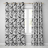 Black White Bold Floral Graphic Seamless Pattern  Readymade Eyelet Ring Top Thermal 100% Blackout Curtains