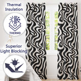 Black White Zebra Wave Optical Abstract Seamless Pattern  Readymade Eyelet Ring Top Thermal 100% Blackout Curtains