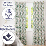 Soft Green Eucalyptus Leaves Watercolor Botanical Seamless Pattern  Readymade Eyelet Ring Top Thermal 100% Blackout Curtains