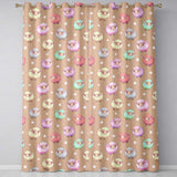 Cute Kawaii Sheep with Soft Peach Background Seamless Pattern  Readymade Eyelet Ring Top Thermal 100% Blackout Curtains
