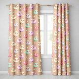 Cute Kawaii Sheep with Soft Peach Background Seamless Pattern  Readymade Eyelet Ring Top Thermal 100% Blackout Curtains