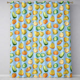 Cute Kawaii Vegetables Corn Carrot Pumpkin Blue Background Seamless Pattern  Readymade Eyelet Ring Top Thermal 100% Blackout Curtains