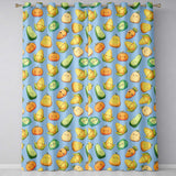 Cute Kawaii Vegetables Corn Carrot Pumpkin Sky Blue Background Seamless Pattern  Readymade Eyelet Ring Top Thermal 100% Blackout Curtains