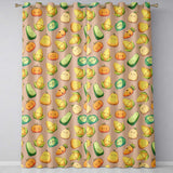 Cute Kawaii Vegetables Corn Carrot Pumpkin Peach Background Seamless Pattern  Readymade Eyelet Ring Top Thermal 100% Blackout Curtains