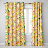 Cute Kawaii Vegetables Corn Carrot Pumpkin Peach Background Seamless Pattern  Readymade Eyelet Ring Top Thermal 100% Blackout Curtains