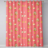 Cute Baby Chick Hen Coop Farm Coral Background Seamless Pattern  Readymade Eyelet Ring Top Thermal 100% Blackout Curtains