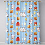 Cute Baby Goat Barn Hay Milk Farm Seamless Pattern  Readymade Eyelet Ring Top Thermal 100% Blackout Curtains