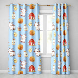 Cute Baby Goat Barn Hay Milk Farm Seamless Pattern  Readymade Eyelet Ring Top Thermal 100% Blackout Curtains