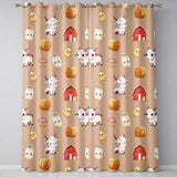 Cute Baby Goat Barn Hay Milk Chick Farm Peach Seamless Pattern  Readymade Eyelet Ring Top Thermal 100% Blackout Curtains