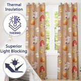 Cute Baby Goat Barn Hay Milk Chick Farm Peach Seamless Pattern  Readymade Eyelet Ring Top Thermal 100% Blackout Curtains