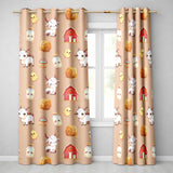 Cute Baby Goat Barn Hay Milk Chick Farm Peach Seamless Pattern  Readymade Eyelet Ring Top Thermal 100% Blackout Curtains