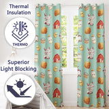 Cute Baby Goat Barn Hay Milk Chick Farm Mint Seamless Pattern  Readymade Eyelet Ring Top Thermal 100% Blackout Curtains