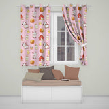 Cute Baby Goat Barn Hay Milk Chick Farm Pink Seamless Pattern  Readymade Eyelet Ring Top Thermal 100% Blackout Curtains