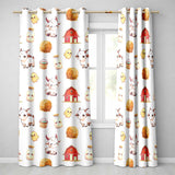 Cute Baby Goat Barn Hay Milk Chick Farm Grey Seamless Pattern  Readymade Eyelet Ring Top Thermal 100% Blackout Curtains