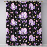 Cute Unicorn Pastel Stars Birds Bows Candy Black Seamless Pattern  Readymade Eyelet Ring Top Thermal 100% Blackout Curtains