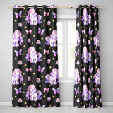 Cute Unicorn Pastel Stars Birds Bows Candy Black Seamless Pattern  Readymade Eyelet Ring Top Thermal 100% Blackout Curtains
